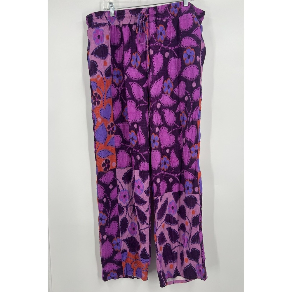 City Chic Boho Women's Size 20 Pippa Pants Amethyst Floral Artsy Flowy Wide Leg